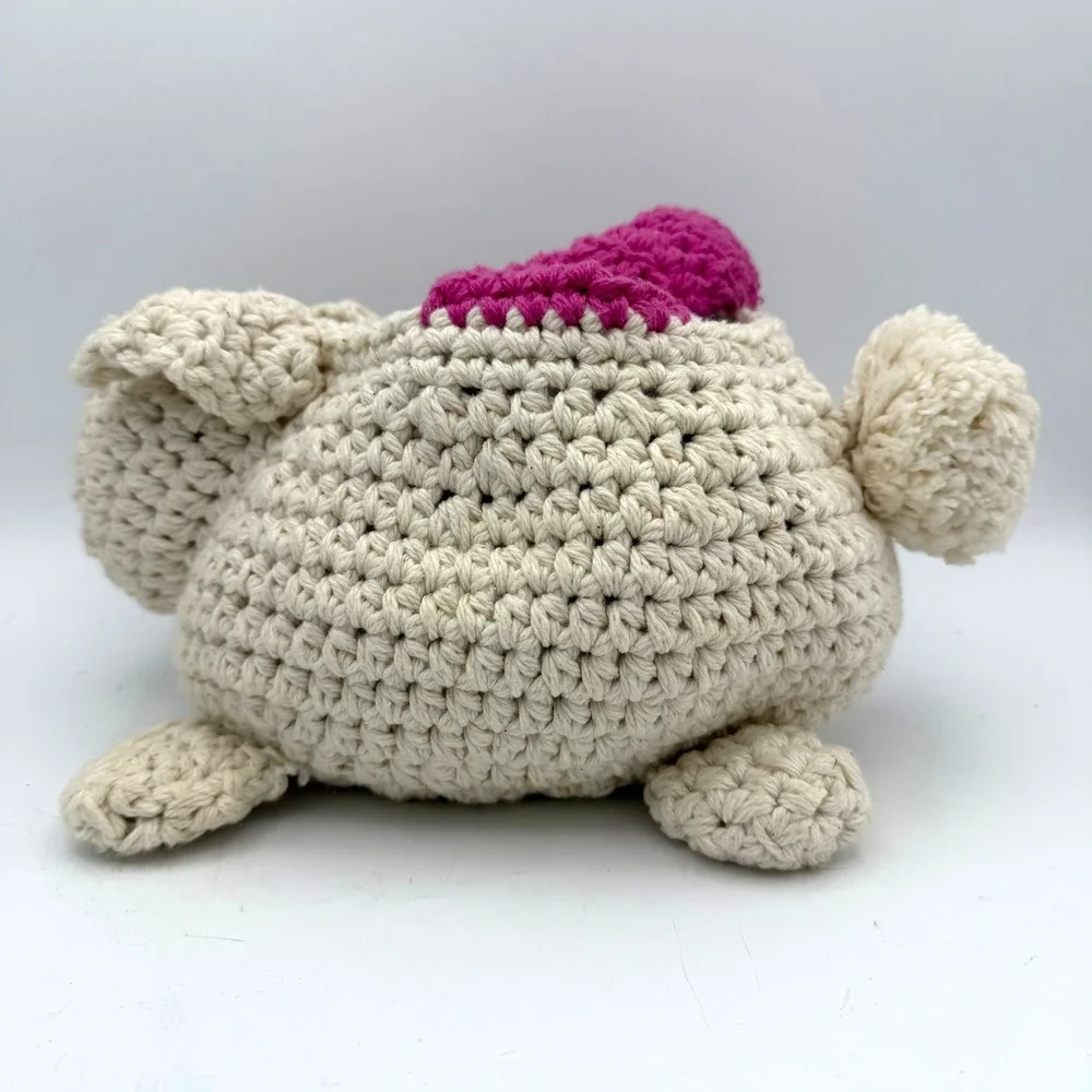 Easter Basket Handmade Crochet Bag Rabbit Bunny Kids Cream Pink Amigurumi Sofite